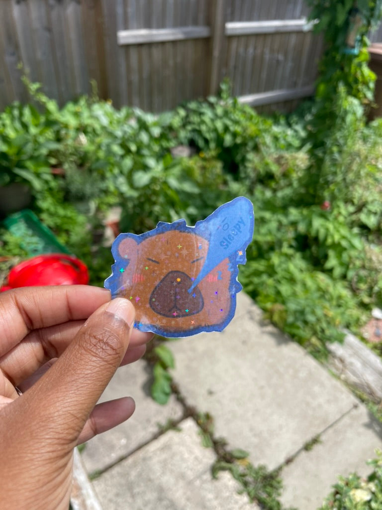 "Sleepy Capy" - Holographic Sticker