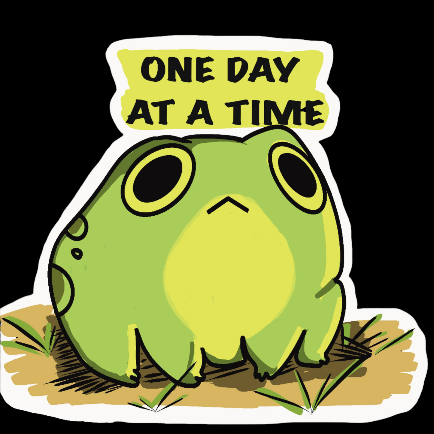 "One Day At a Time" 🐸🌞- Frog Sticker
