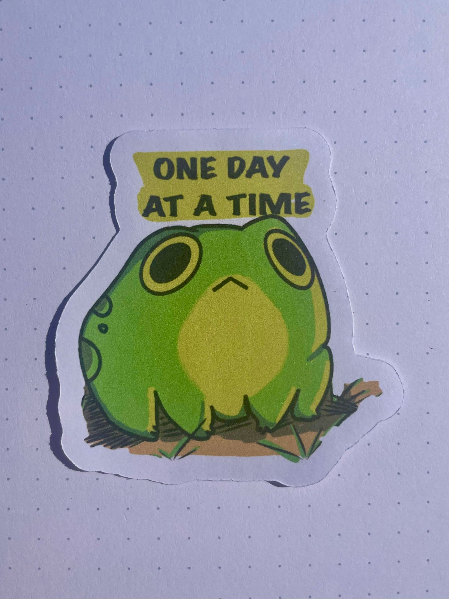 "One Day At a Time" 🐸🌞- Frog Sticker