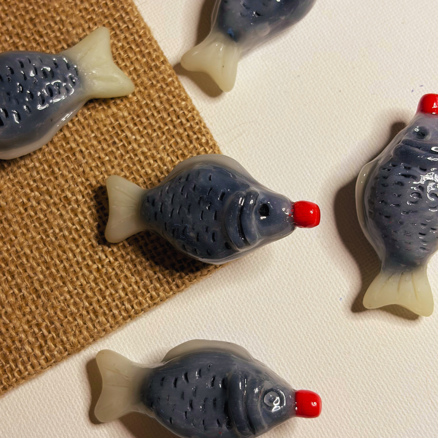 Handmade Soy Sauce Fish Container Magnets.